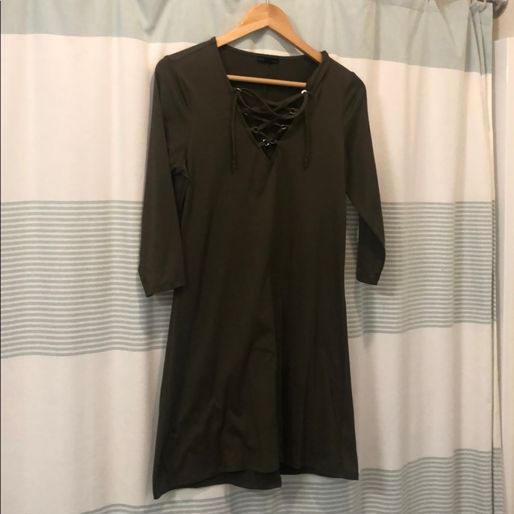 Olive green straps dress